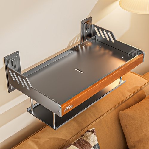 实木投影仪支架免打孔家用壁挂床头置物架适用天猫魔屏小米极米爱普生坚果专用放置台沙发后多功能实木托盘