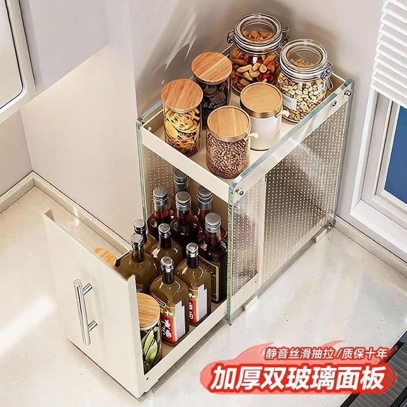 厨房置物架调料柜多层转角抽拉式调料收纳架油盐酱醋调味品储物架