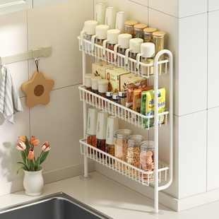 厨房调料置物架免安装 靠墙夹缝极窄放调味料品壁挂窄边收纳架 窄款