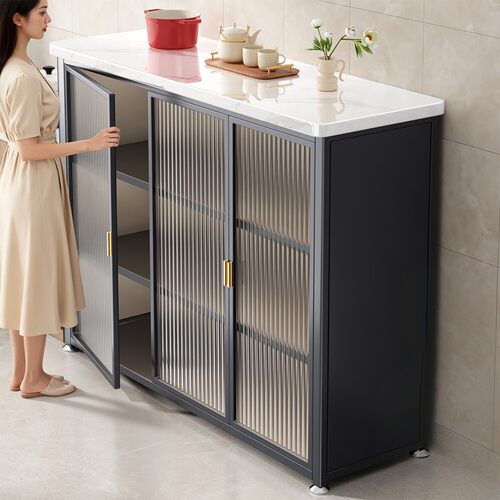 厨房岩板置物架落地中式多功能阳台靠墙一体餐边柜收纳储物柜子