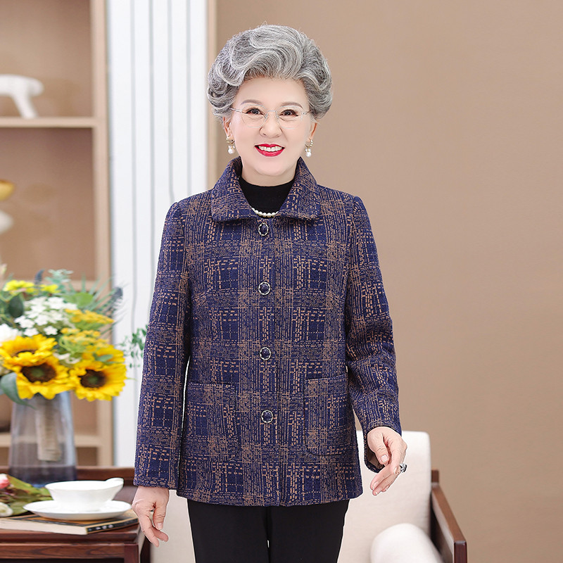 中老年人毛衣外套女妈妈太太秋冬装加绒上衣服70岁80奶奶开衫外套