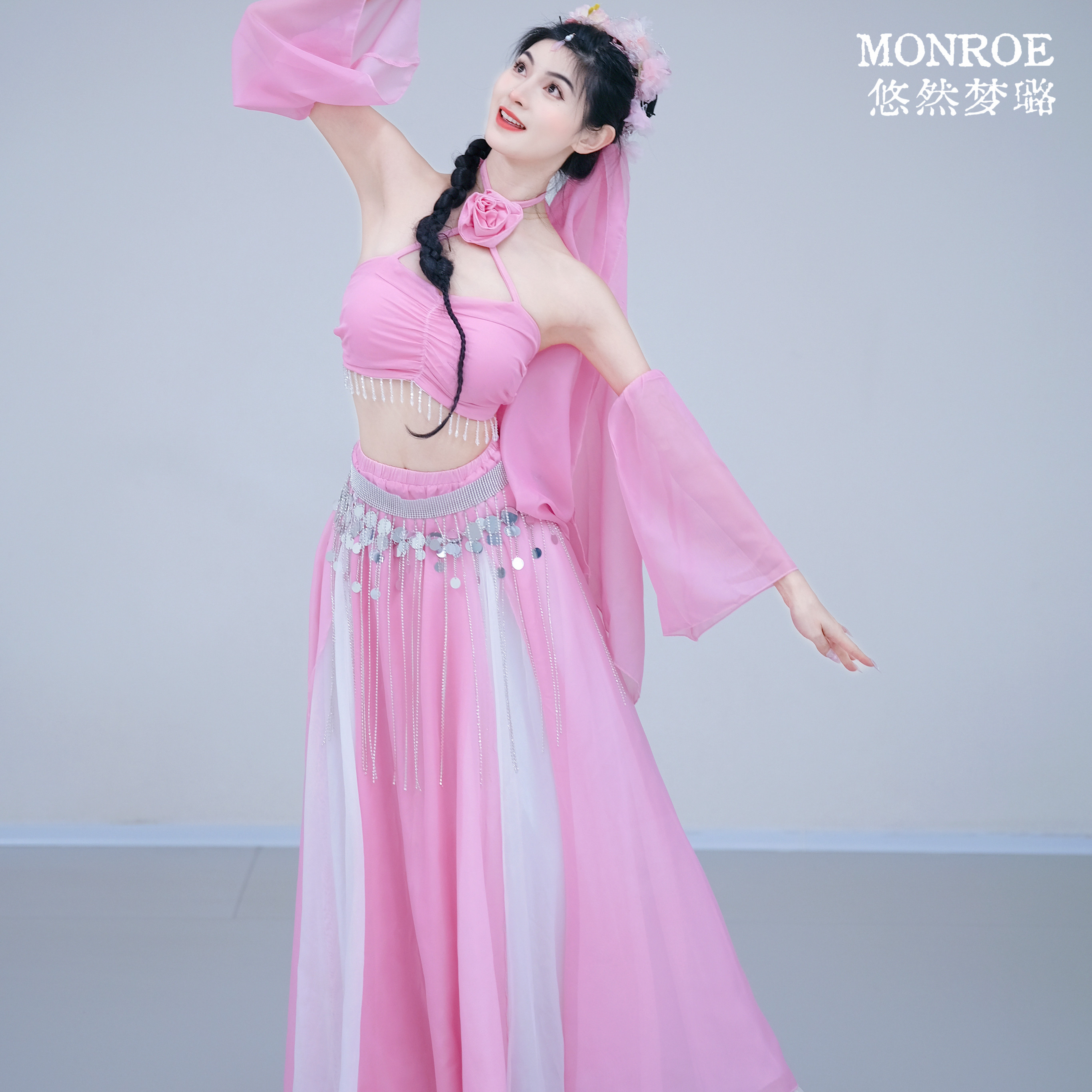 悠然梦璐古典舞练功服新款中国风服装仙气表演服飘逸大摆裙纱衣图片