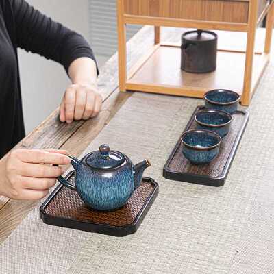 新款直销新款手工竹编干泡台 竹制席面小茶盘杯托家用迷你小托盘