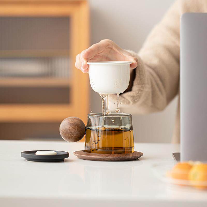 新款直销沐星茶咖杯陶瓷马克杯大容量办公杯水杯带盖过滤泡茶杯咖