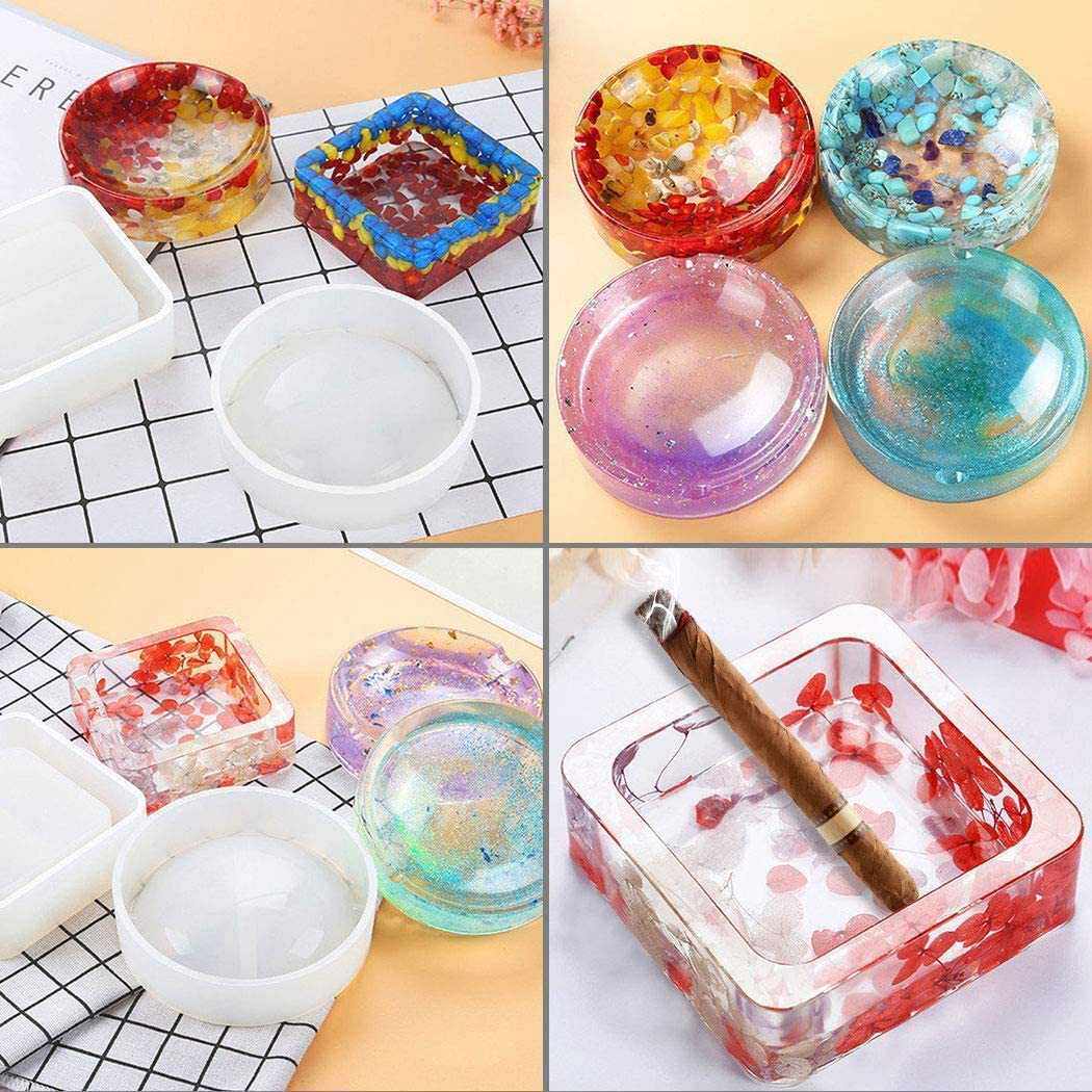 新款直销DIY水晶滴胶硅胶模具烟灰缸爱心菱面圆形方形手工镜面滴