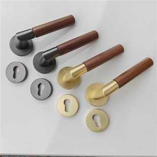 新款直销桃木时尚磁力门把手锌合金锁心静音木纹门锁卧室卫生间分