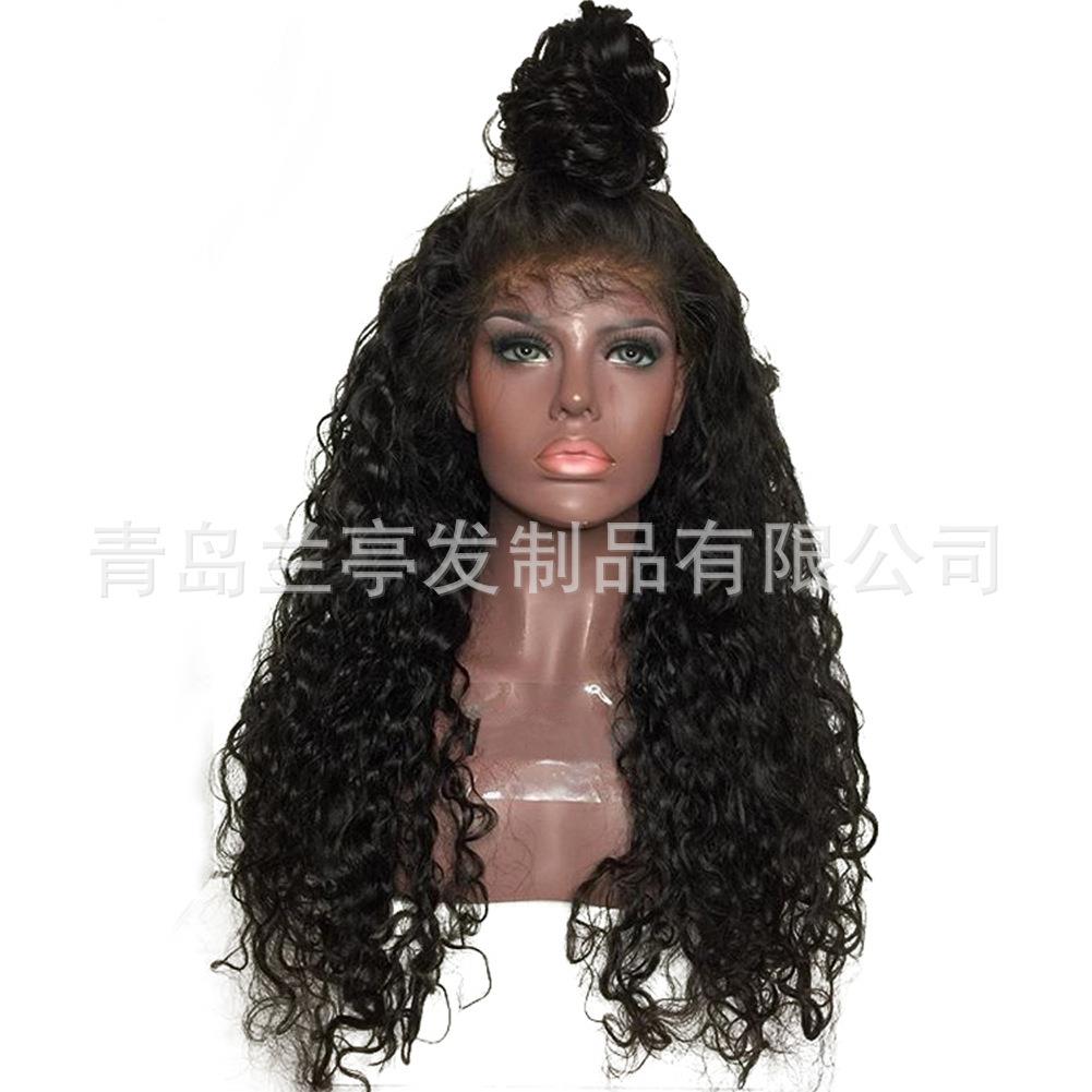 新款直销跨境欧美假发女长卷发黑人小卷假发温丝化纤前蕾丝头套