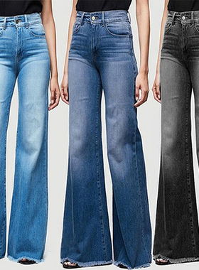 Loose pants 2023 autumn boyfriend jeans显瘦阔腿长裤牛仔裤