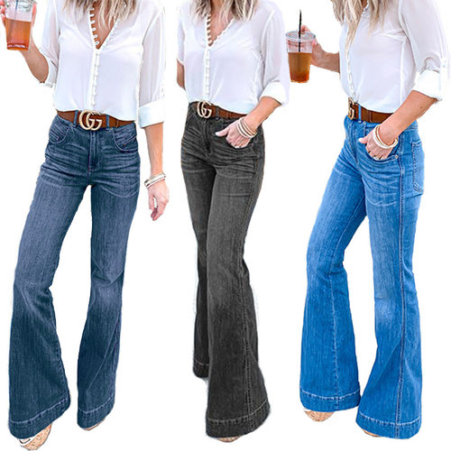 Wide leg pants Spring women's flare jeans阔腿裤春喇叭牛仔裤