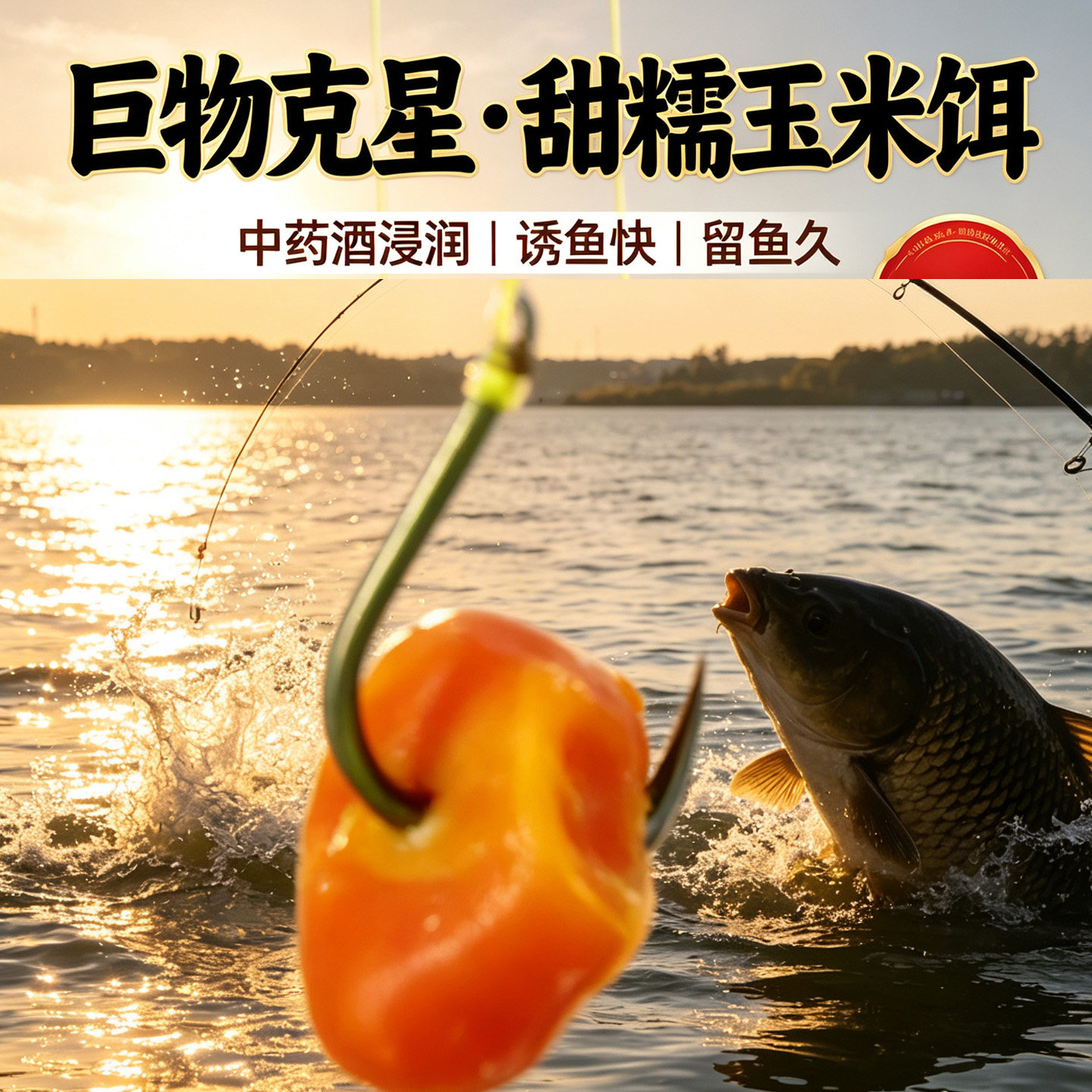 甜糯玉米饵中药酒浸润诱鱼留鱼久