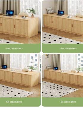 实木凸窗柜阳台储柜储物柜可坐柜地板柜窗物台松木地85521板柜低