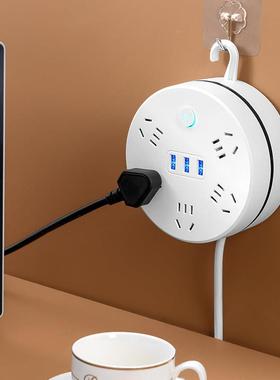 公品年USB收插座家用排插圆接49058线线板多功能带长线线多形孔拖