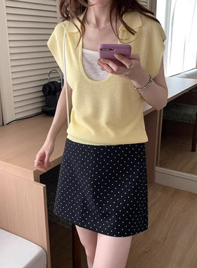 广州十三行2026新款夏季女装韩系复古波点半身裙女a字短裙子夏天