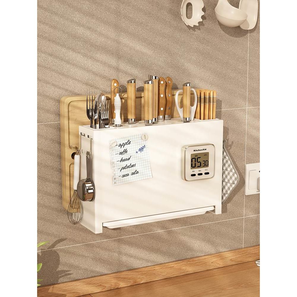 刀架置物架筷子刀具收纳架厨房砧板架筷笼菜板架筷子筒一体壁挂式