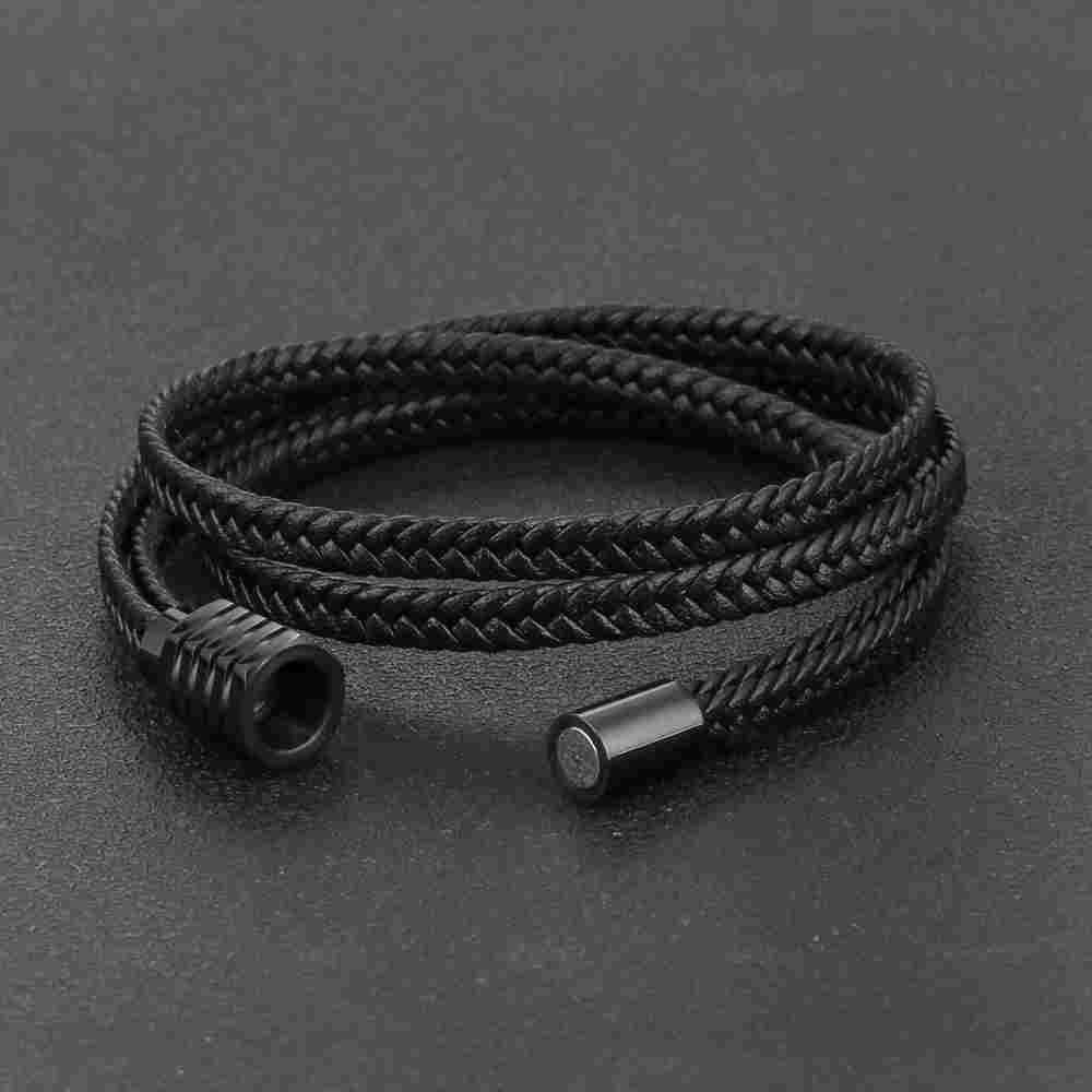 源头燕王男女士真皮编织手链多股编织手串双层牛皮钛钢手环现货