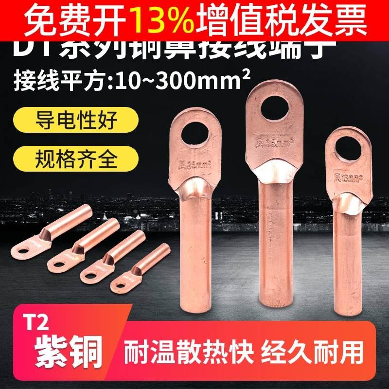 凤凰国标铜鼻子DT接线端子堵油式10接头压电线电工紫铜鼻头16平方