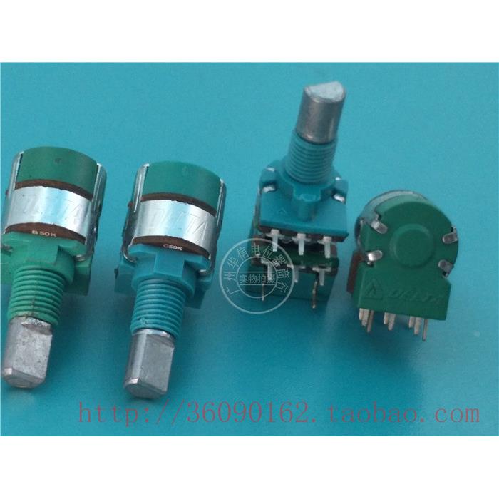 帝峰DELTA  125G 双联带开关电位器C50K B50K 柄含螺纹长15MMF