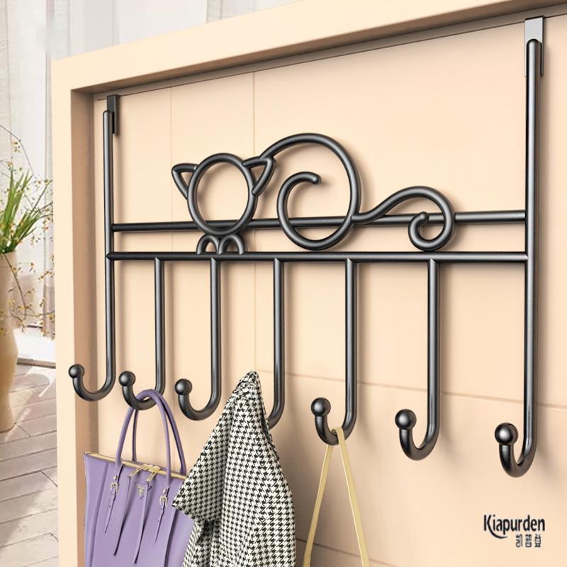 门后挂钩免打孔壁挂墙上挂衣架卧室门背式衣帽排钩收纳衣服置物架