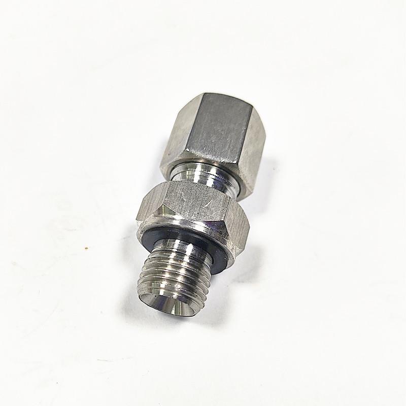 不锈钢高压卡套接头不锈钢ED垫片钢管快速接头G螺纹端直通G1/8*68