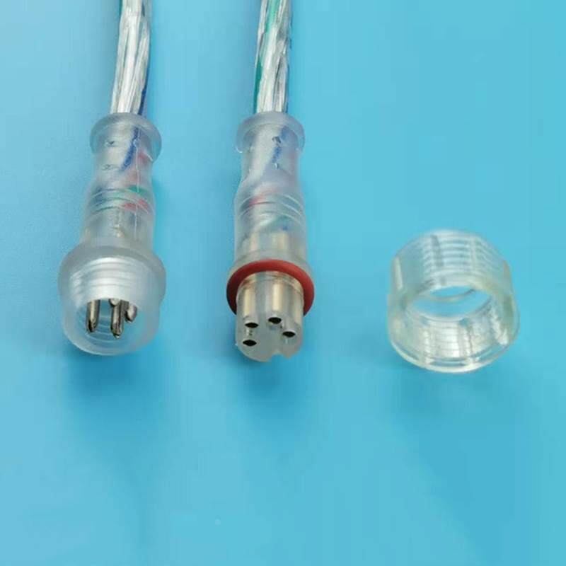 4芯透明防水连接器 4Pin透明公母连接线 4芯透明防水线接头