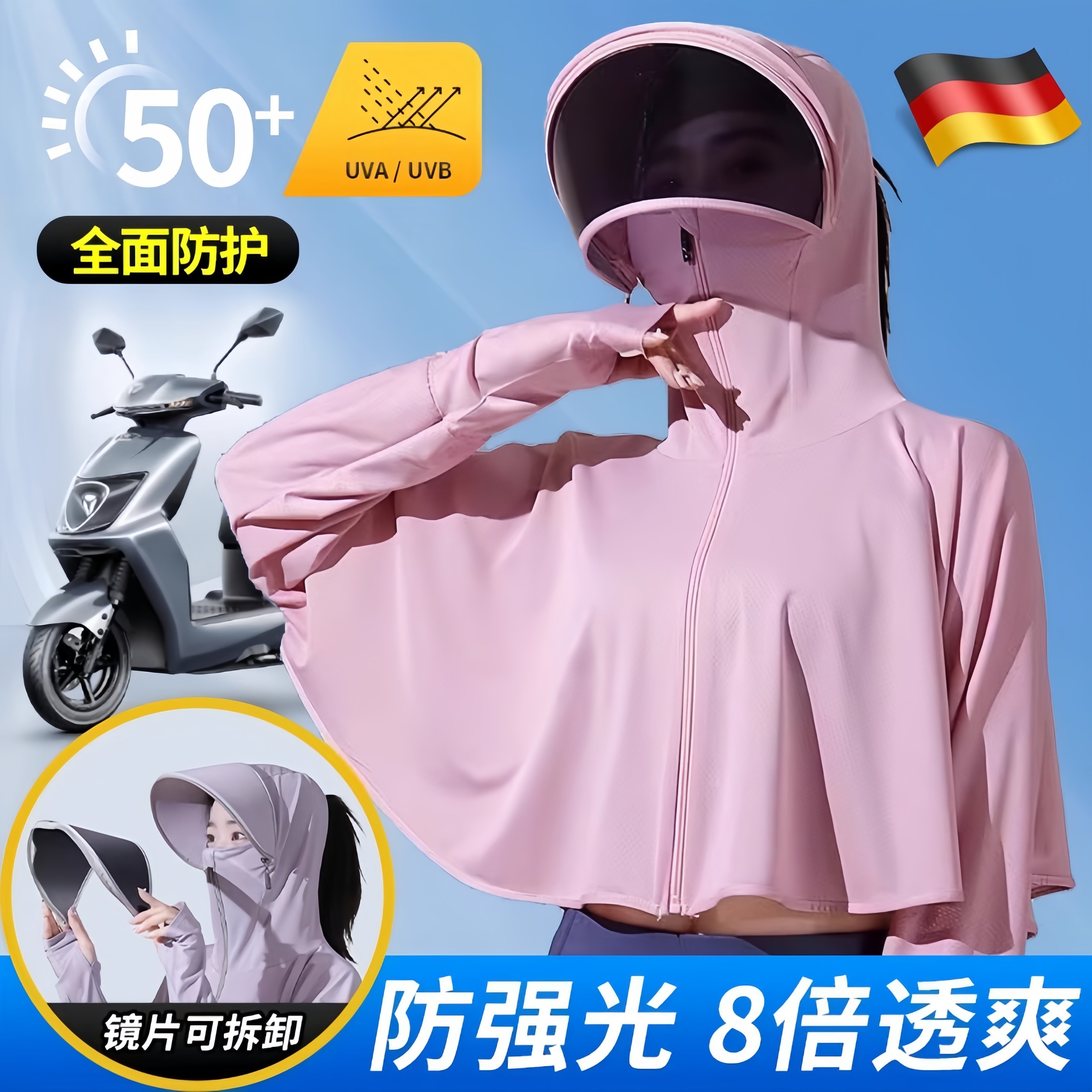 防晒衣帽子面罩护颈一体防紫外线图片