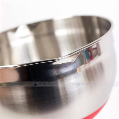 带把手第三版红色底部防滑不锈钢加深打蛋盆 侧面倒液口LFGB认证