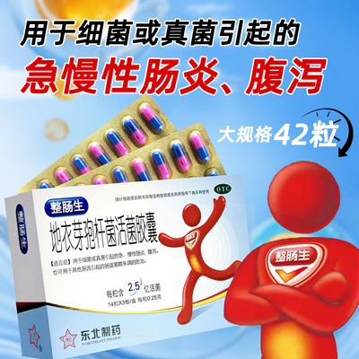 东北整肠生地衣芽孢杆菌活菌胶囊42粒急慢性肠炎腹泻肠道菌群失调
