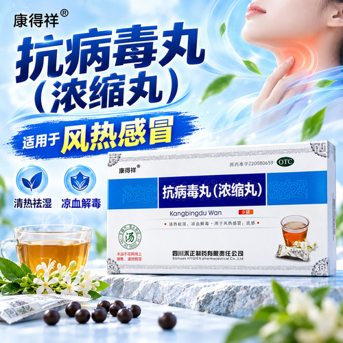 康德祥抗病毒丸浓缩丸9袋清热祛湿凉血解毒用于风热感冒流感正品