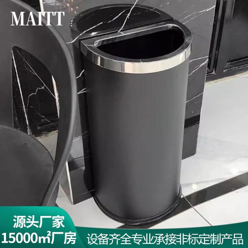 大投口不锈钢半圆靠墙式垃圾桶酒店大堂电梯口写字楼直投垃圾筒