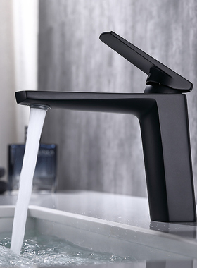 德国黑色创意龙头卫生间冷热浴室洗手盆台下盆面盆全铜倾斜水龙头