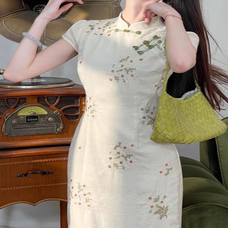 短袖日常旗袍显瘦复古修身