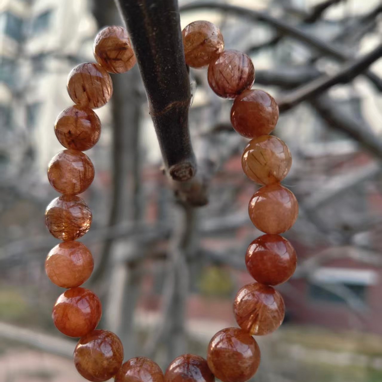 天然原矿红铜发晶手串男女款