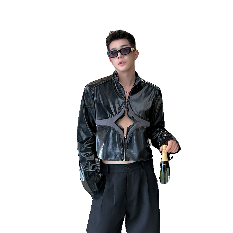 24年新款金属液态感皮衣男P145,男装皮衣,星座1111（原C206）
