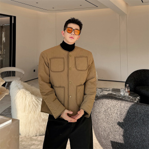 秋冬新款韩系设计感菱格小香风外套夹棉外套男潮P125图片