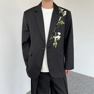 24年新款春款新中式渐变刺绣茶花西服外套男女同款P140图片
