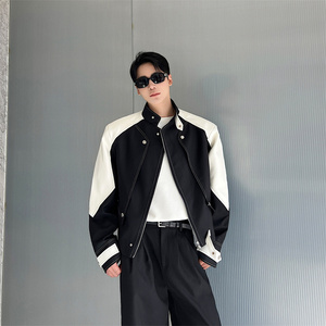 韩版拼皮立领夹克男P165,男装夹克,星座1111（原C206）