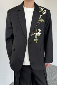 24年新款春款新中式渐变刺绣茶花西服外套男女同款P140图片