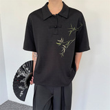 新中式竹子刺绣盘扣Polo衫短袖T恤P65，男装Polo衫，星座1111（原C206）