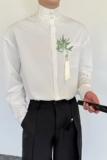 新中式高级感刺绣流苏长袖衬衫男女同款P85，男装衬衫，星座1111（原C206）