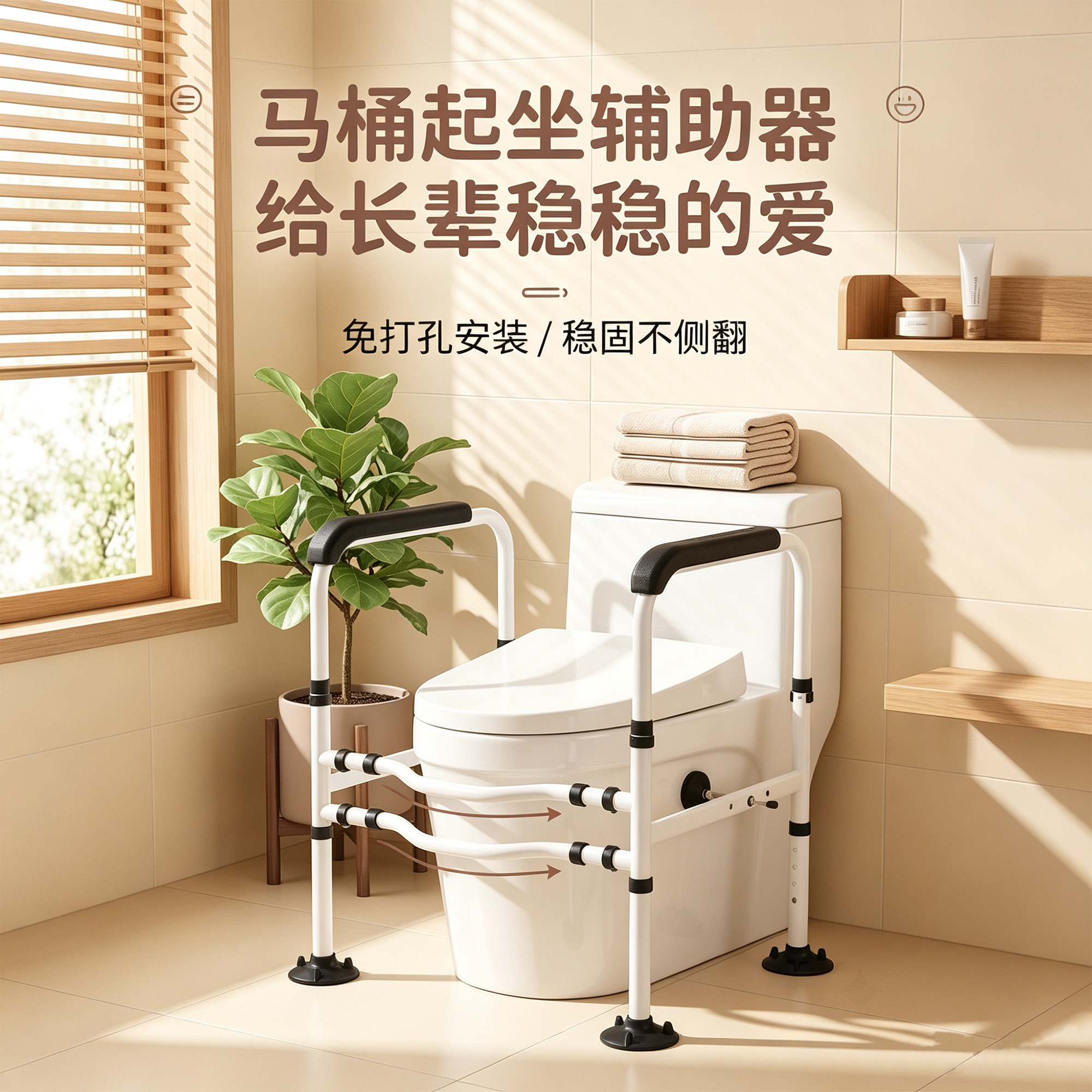 卫生间马桶扶手洗澡椅增高座便器