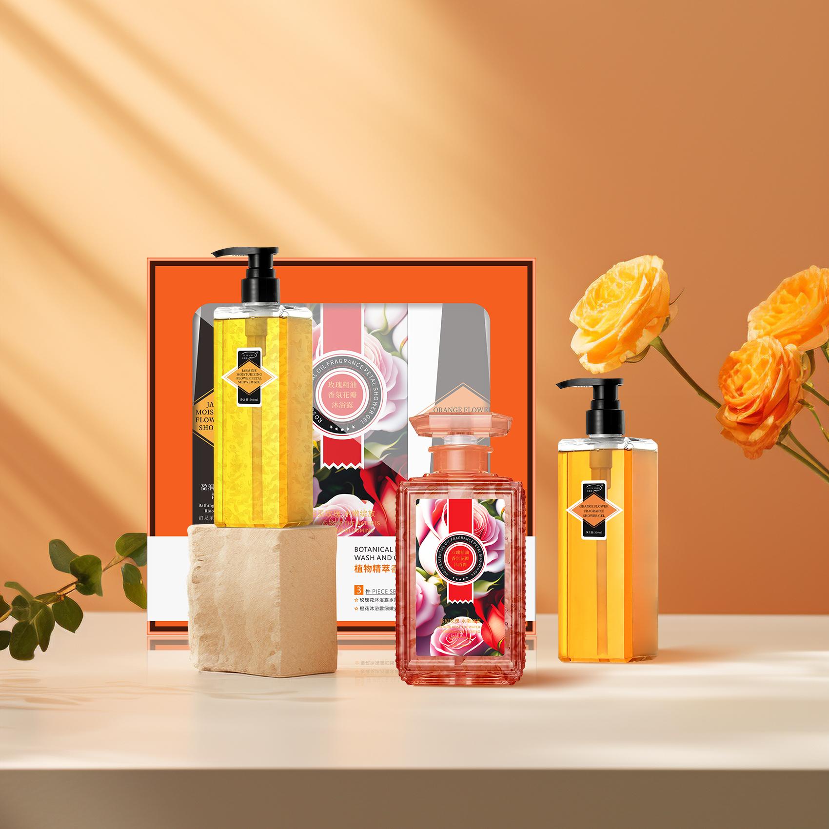 AI YU CHEN/艾雨晨玫瑰精油香氛花瓣沐浴露三件套