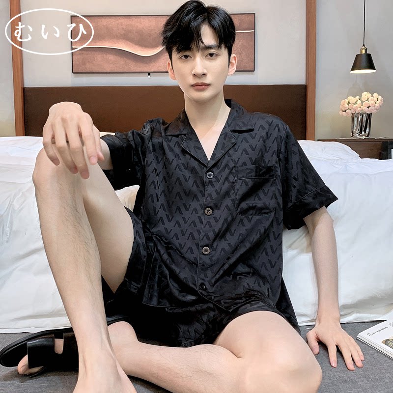 【日本むいひ轻奢】睡衣男士夏季薄款男款家居服套装冰丝短袖短裤
