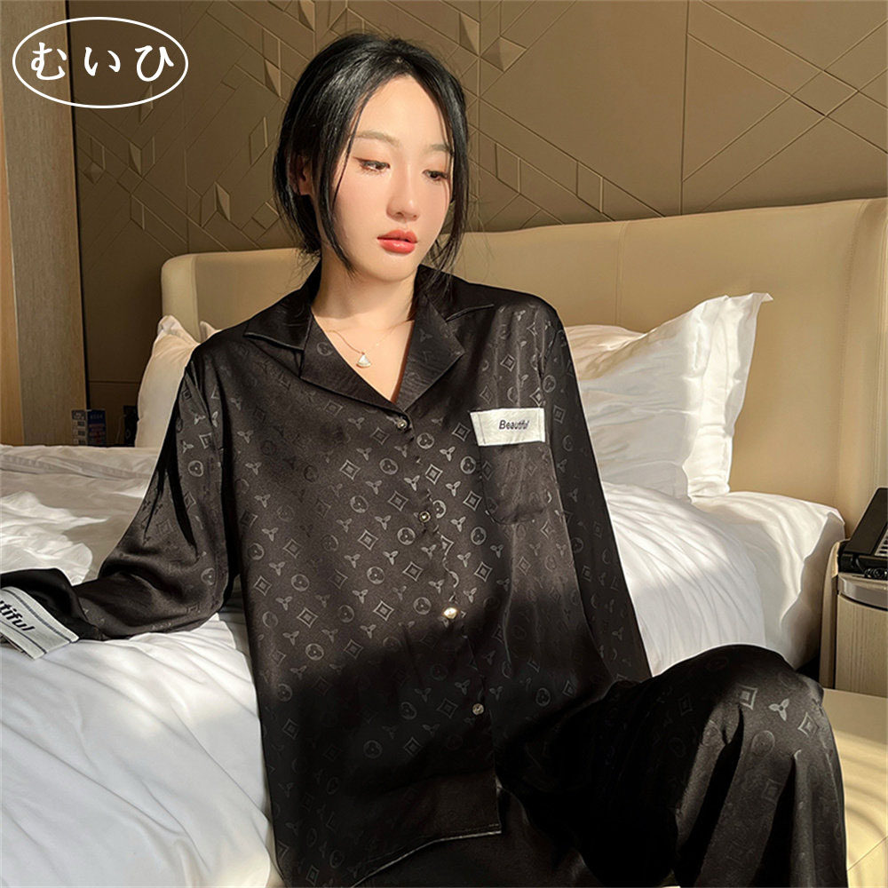 【日本むいひ轻奢】夏季新款超火长袖冰丝空调房高级感家居服女款