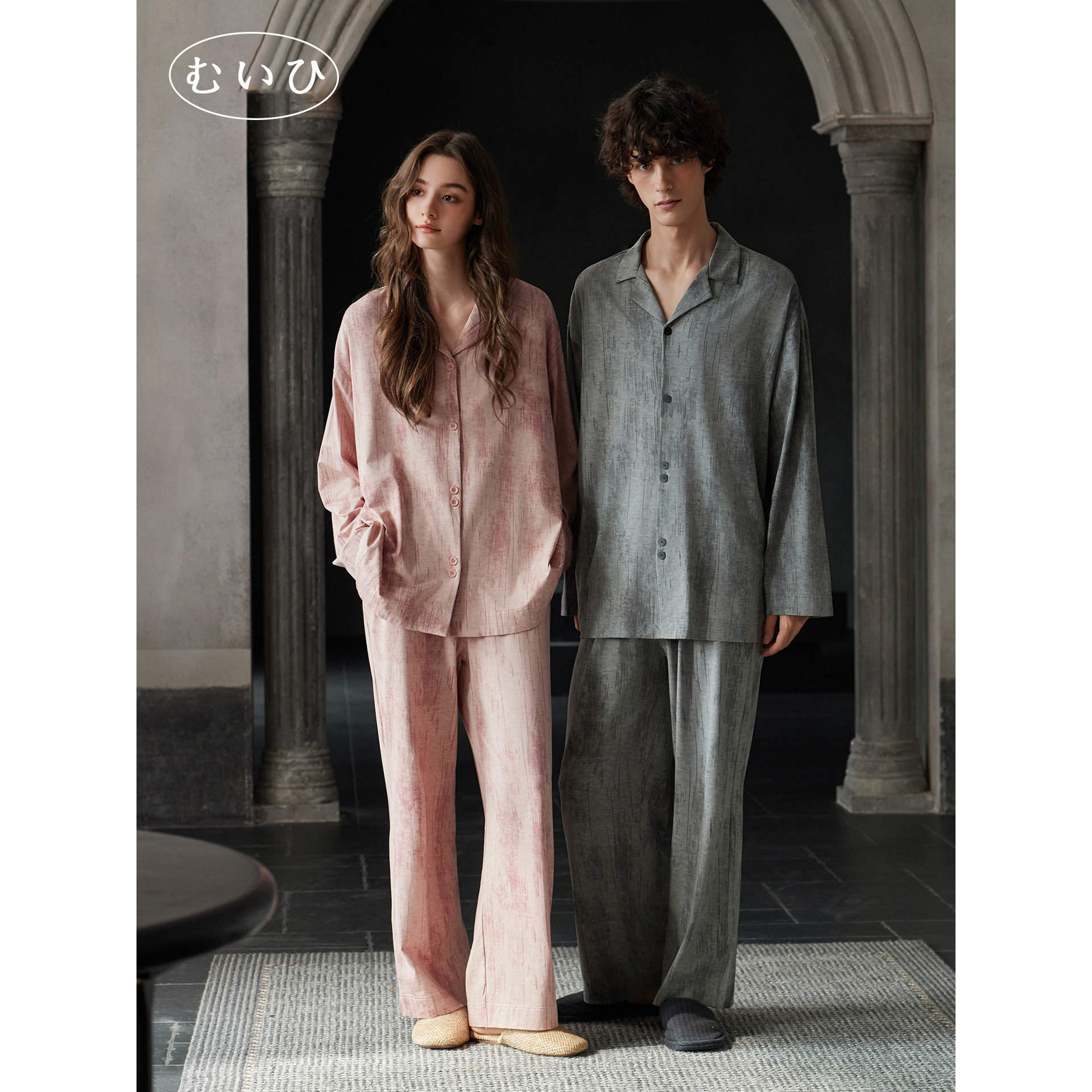 【日本むいひ轻奢】情侣睡衣纯棉秋季女柔软长袖高级男家居服套装