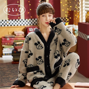 加厚加绒外穿家居服 珊瑚绒睡衣女2025秋冬新款 日本むいひ轻奢