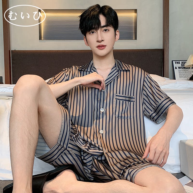 【日本むいひ轻奢】睡衣男夏季薄款短袖短裤套装家居服夏冰丝夏天