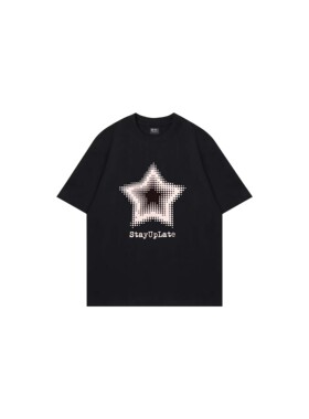 STAY UP LATE星星点点美式复古高街印花字母休闲亲肤短袖男女同款