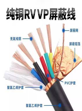纯铜电TVVB线VVP信号屏蔽线2芯3芯4芯5芯芯x0.5/0R.756/1/1.5/25.