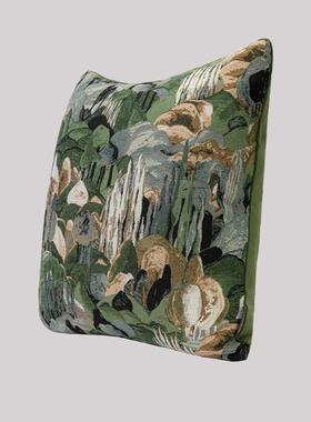 新宸品端法式轻奢高抱枕绿色新中优式客厅沙发象XC-MXLK-山水复古