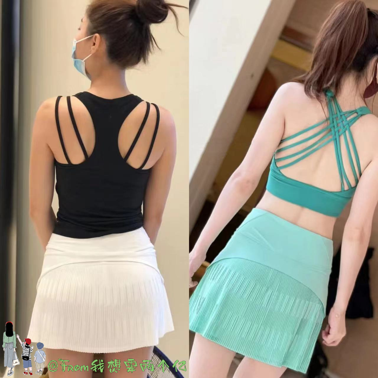 From推荐~运动短裙Pletd Lied高腰网球裙裤女瑜伽半身百褶裙子